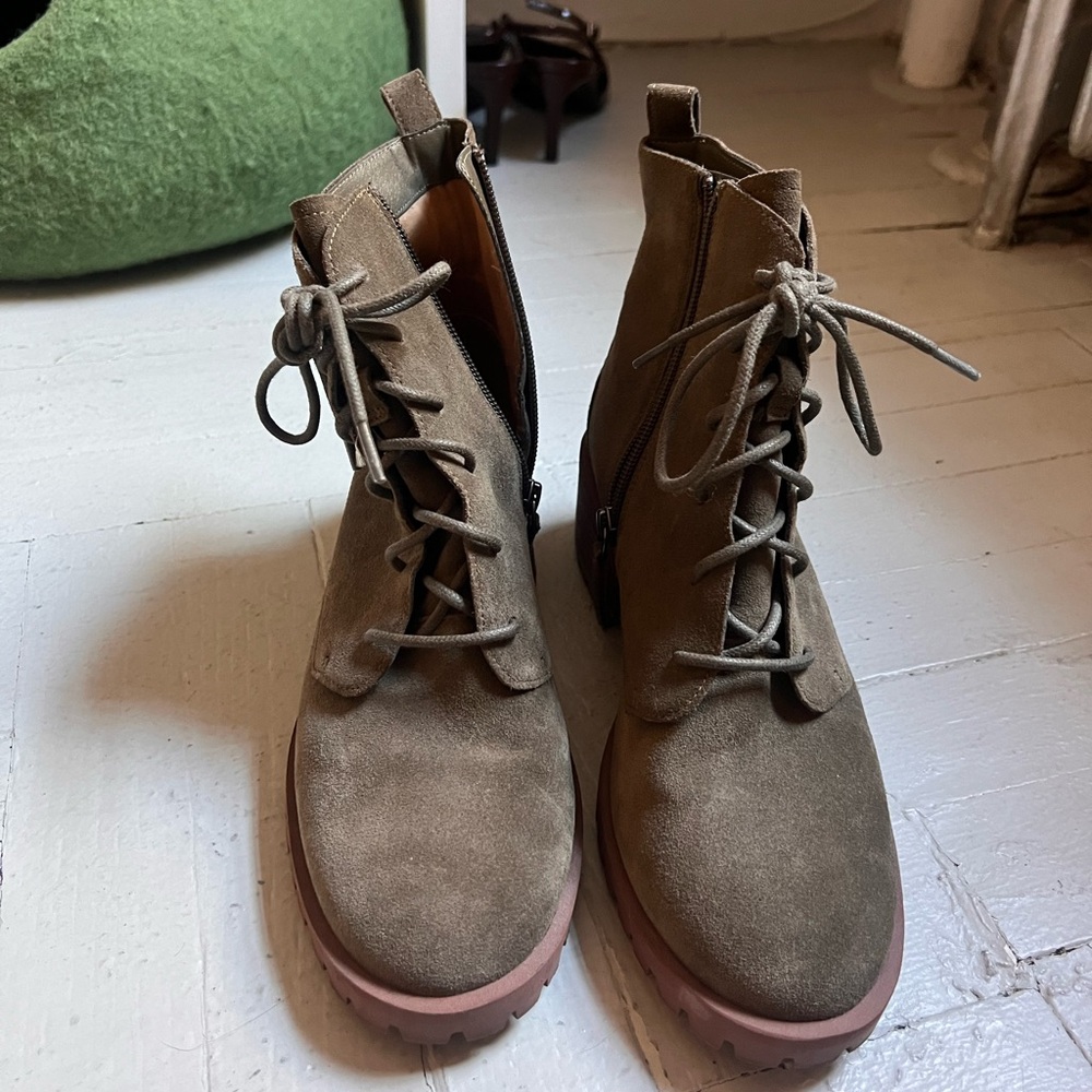 Olive Green Faux Suede Boots